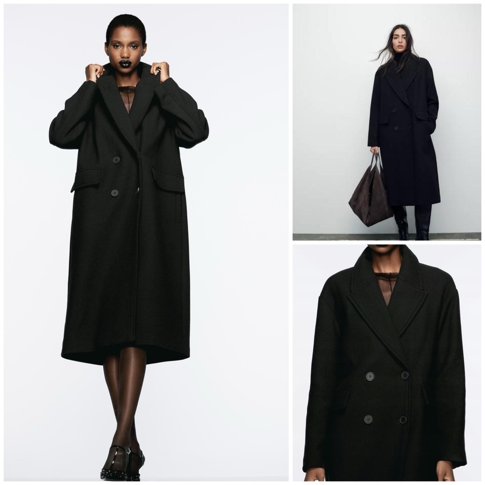 ZARA ~ oversized double-breasted wool coat